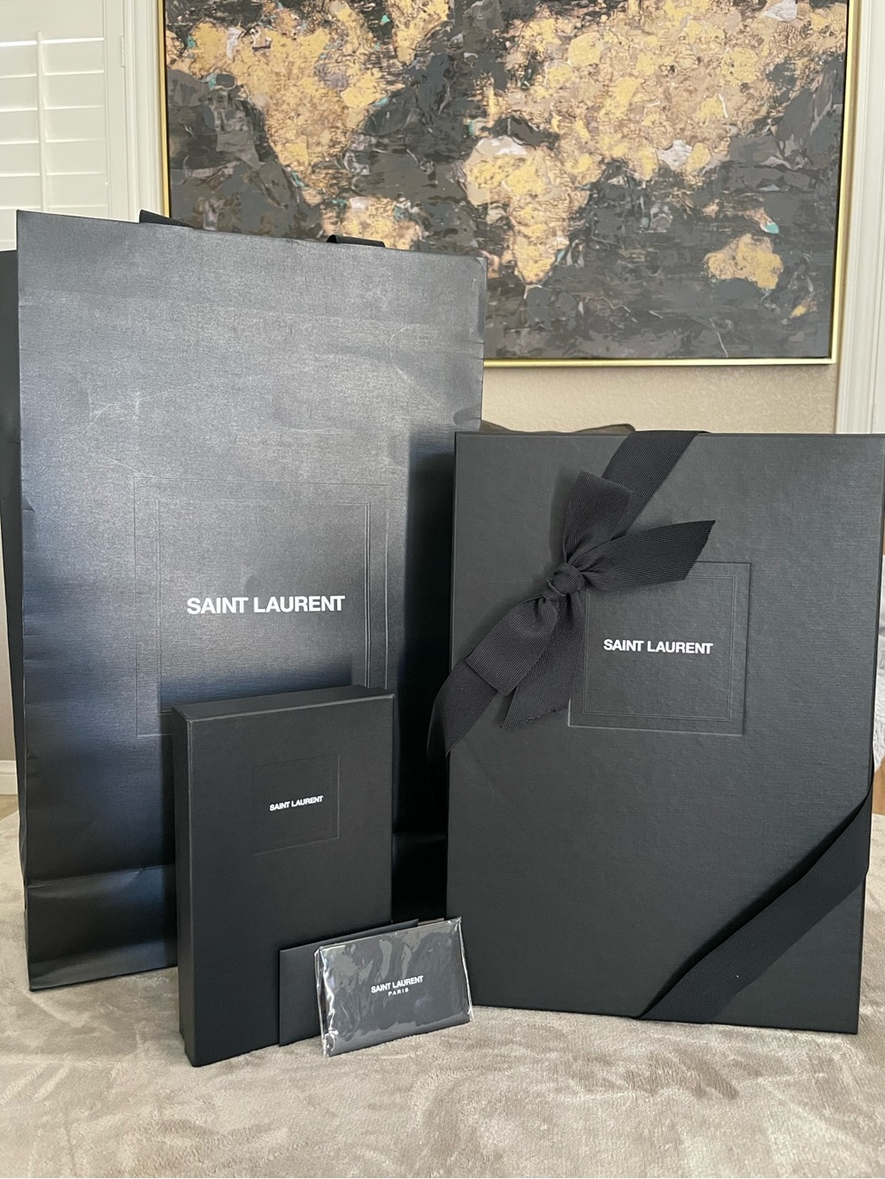 Saint Laurent Black Matte Gift Packaging Set with Ribbon